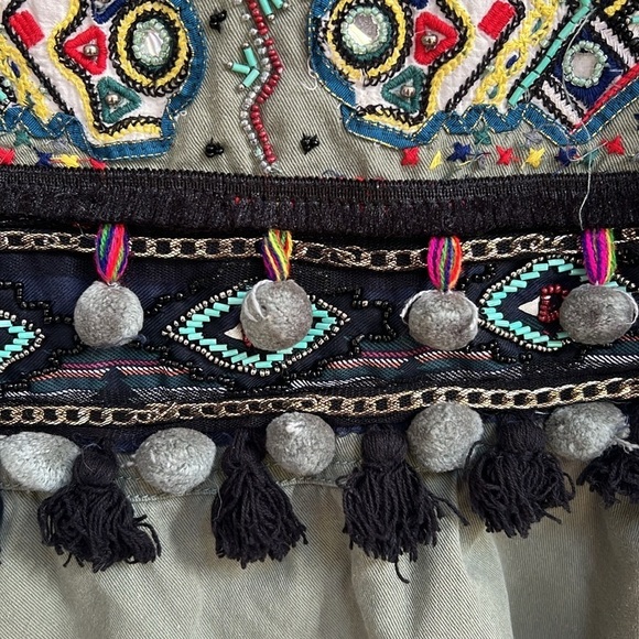 Zara Women's Collar Long Sleeves Button Up Tassel Jacket Olive Green - Picture 6 of 12